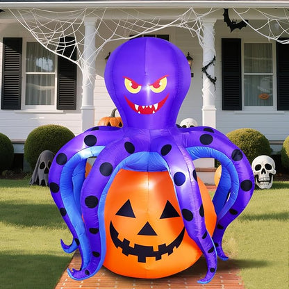 Garma 6.2 FT Halloween Inflatables Decorations Outdoor - Octopus Pumpkin Blow Ups Yard Decoration with Built-in LEDs for Halloween Party Outdoor & Indoor Yard Garden Lawn Decor
