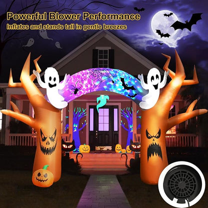 17 FT Halloween Inflatables Outdoor Yard Decorations, Spooky Light-Up Blow Ups Inflatable Halloween Outside Decor, Ghost, Pumpkin, Witch, Castle, Tree Archway Inflatable (Ghost Arch Inflatables)
