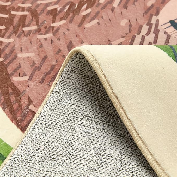 5x7 Cute Animals Nursery Rugs for Girls Boys Neutral, Soft Cartoon Fun Whimsical Forest Jungle Kids Playroom Carpet, Modern Abstract Funky Tropical Leaves Plants Area Rugs for Kids Bedroom Living Room