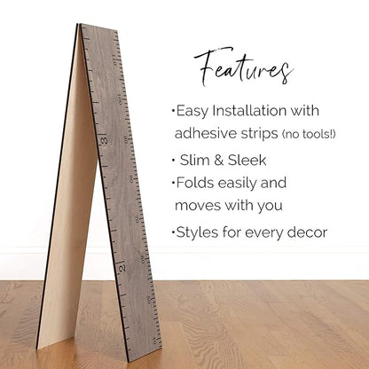 Growth Chart for Wall - Height Chart for Kids, Growth Chart for Kids, Measuring Board for Kids Height, Wooden Growth Chart for Wall, Height Measurement for Wall - Gray (63"x6.7")