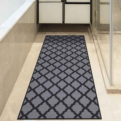 Ottomanson Glamour Collection Non-Slip Rubberback Moroccan Trellis Design 2x6 Indoor Runner Rug, 2'2" x 6', Dark Gray