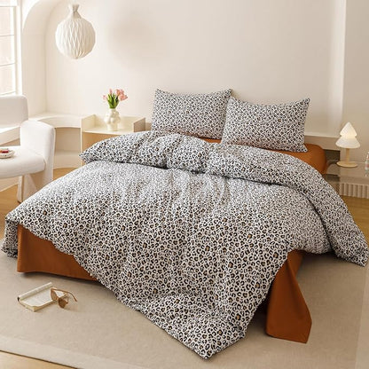 Cottonight Leopard Comforter Set Full Animal Cheetah Print Bedding Set 3 Pieces Leopard Print Comforter Fluffy Soft Bedding Set Kids Teens Full Comforter with 2 Pillowcases