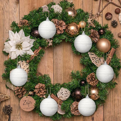 Syhood 9 Pcs 2.36 Inch Christmas Ball Ornaments Boho Farmhouse Jute Rope Hanging Balls Burlap Neutral Rustic Ornaments for Xmas Tree Holiday Wreath Garland Wedding Home(White)