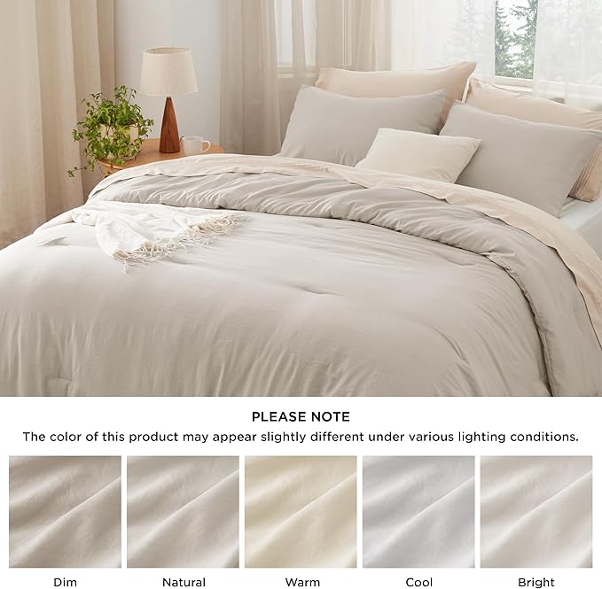 Bedsure Queen Size Comforter Set, Sand Soft Prewashed Bedding for All Seasons, 3 Pieces GentleSoft™ Warm Down Alternative Bed Set, 1 Lightweight Comforter (90"x90") and 2 Pillowcases (20"x26")