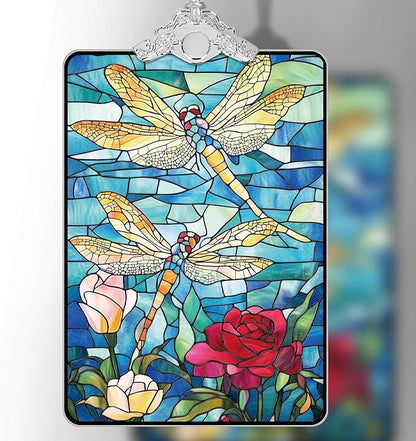 Dragonfly Stained Glass Ornament, 2025 Christmas Tree Hanging Decoration Exchange or Nature-Inspired Decor, 3.8 x 2.4 Inch