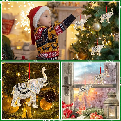 WhatSign Elephant Ornament for Christmas Tree - Metal Cute Elephant Party Decorations Hanging Ornament Keepsake Gifts for Kids Girls