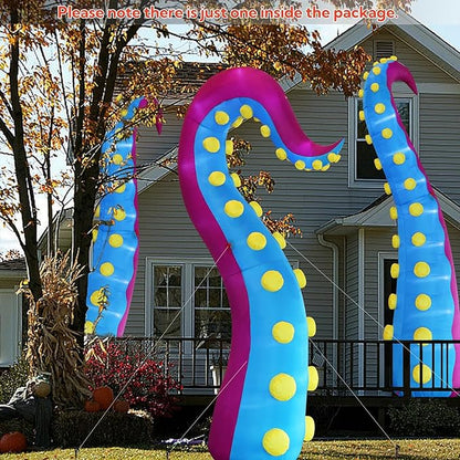 Juegoal 1 PCS Halloween Decorations 11.5FT Tall Inflatable Lighted Giant Octopus Tentacle, Octopus Legs with Lights, Halloween Front Door Window Roof Prop, Outdoor Holiday Blow up Decor - Mold B
