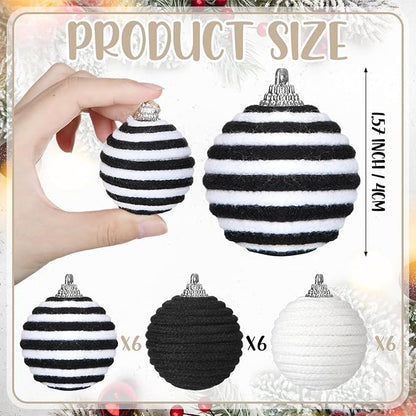Syhood 18 Pcs 1.57 Inch Christmas Ball Ornaments Boho Farmhouse Jute Rope Hanging Balls Burlap Neutral Rustic Ornaments for Xmas Tree Holiday Wreath Garland Wedding Home