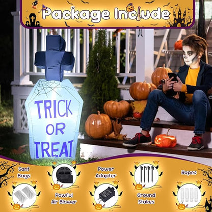 3FT Tombstone Halloween Inflatable Decor Halloween Blow Up Decor Decoration with LED Lights Indoor Outdoor Yard Holiday Graden Haunted House Party Decor