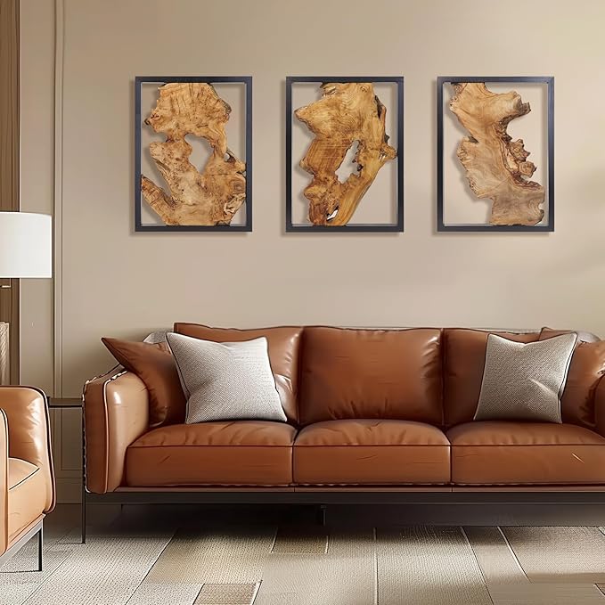 NAHARO Modern Wood Wall Decor- Natural wood Handcrafted Rustic Charm for Your Home - Perfect for Living Room, Bedroom,Kitchen,or Office