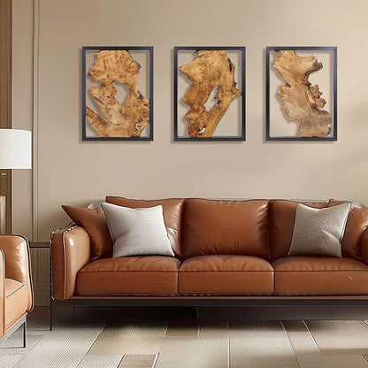 NAHARO Modern Wood Wall Decor- Natural wood Handcrafted Rustic Charm for Your Home - Perfect for Living Room, Bedroom,Kitchen,or Office