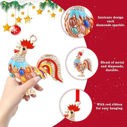 WhatSign Metal Chicken Christmas Ornament - Farm Animal Tree Decoration, Keepsake Gift for Christmas Decor