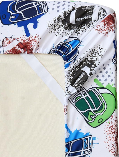 Kids Bedding Set Bed in a Bag for Boys and Girls Toddlers Printed Sheet Set and Comforter, Twin, Football