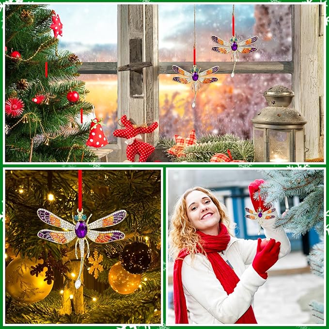 WhatSign 2025 Dragonfly Christmas Ornaments - Metal Purple Ornaments for Christmas Tree Decorations Colorful Keepsake Gifts for Women Girls Kids Nature Lovers