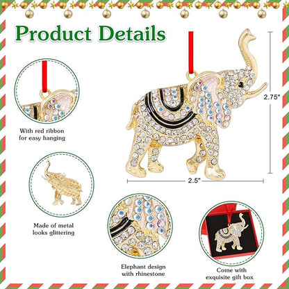 WhatSign Elephant Ornament for Christmas Tree - Metal Cute Elephant Party Decorations Hanging Ornament Keepsake Gifts for Kids Girls