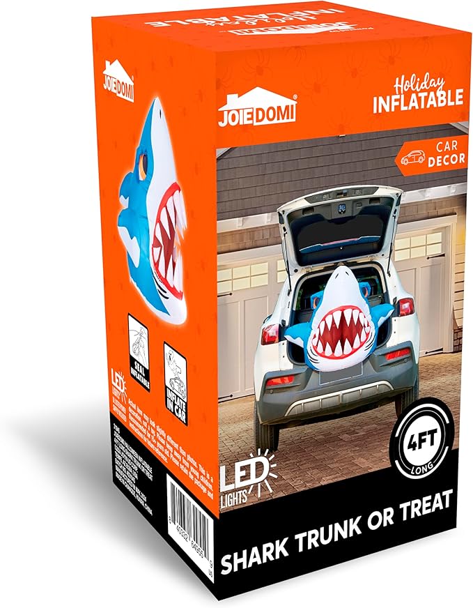 Joiedomi Halloween Inflatables Outdoor Decor, Trunk Or Treat Decoration, Halloween Blow Ups Decorations Shark with Built-in LEDs for Car Yard Decor