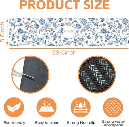 Kitchen Faucet Mat Watercolor Ceramic Floral Kitchen Sink Splash Guard Faucet Mat,1 PC Splash Guard Behind Faucet Drip Catcher for Kitchen,Dish Drying Mat,Bathroom Faucet Mat 23.5""X5.5""