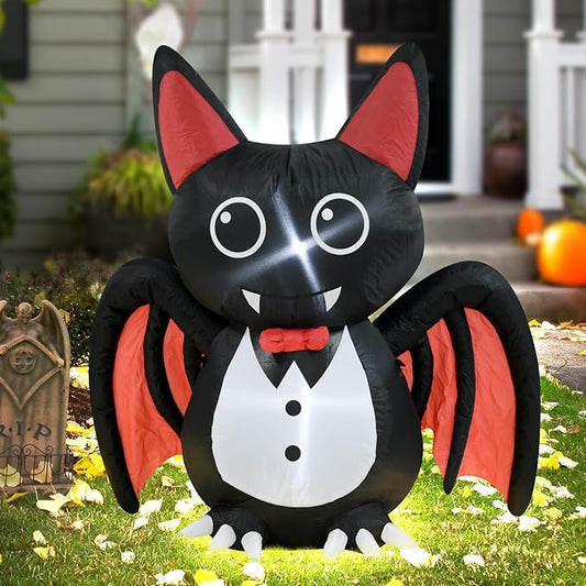 4FT Halloween Inflatable Bat Halloween Decorations Spooky Blow Up Decor with LED Lights Indoor Outdoor Yard Graden Party Holiday Decorations