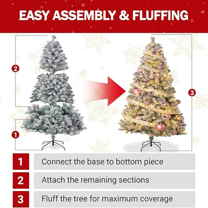 4.5FT Green Artificial Christmas Tree with 400 Feel-Real Tips, Sturdy Metal Stand for Elegant Xmas Decoration in Small Rooms or Offices, Ideal for Adding Christmas Cheer to Limited Spaces