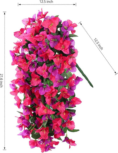 Faux Bougainvillea Artificial Flowers Plants for Outdoor Outside Spring Decoration, 2pcs Fake Silk Long Trailing Vines UV Resistant Realistic for Front Door Porch Planter Urn Patio Balcony Yard, Mix
