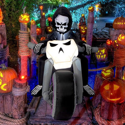 Sizonjoy Halloween Inflatables Black Rider with Pumpkin, 6 FT Halloween Decorations with Built-in LEDs, Halloween Blow Up Yard Decorations for Indoor Outdoor Party Garden