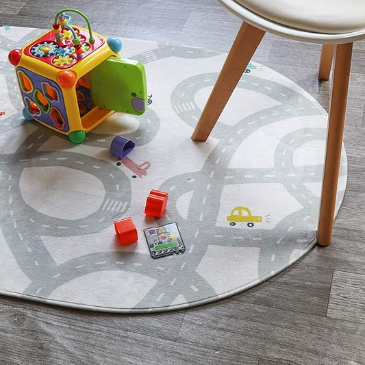 LIVEBOX Road Traffic Kids Play Area Rug 3'x5' Washable Playroom Educational & Fun with Cars and Toys Non-Slip Children Nursery Rugs for Living Room Bedroom Classroom Entryway Kids Tent
