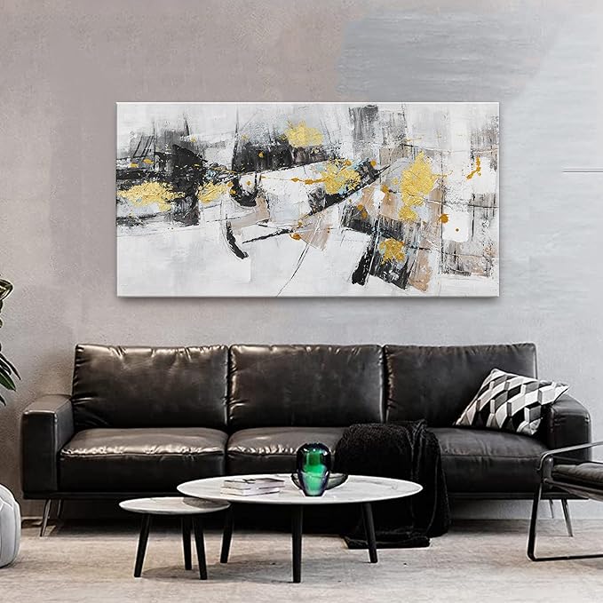 Black Gold Abstract Wall Art Decor Maximalist Home paintings Decor Wall Art Prints Wall Decorations Modern Artwork Pictures for Living Room Wall Bedroom Kitchen Office Decor 24"×48"