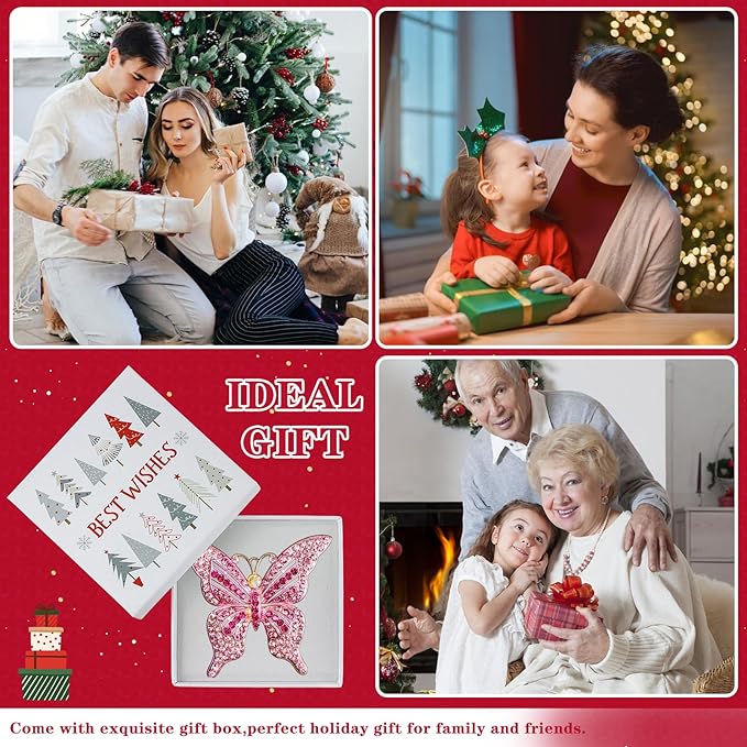 WhatSign Butterfly Christmas Ornament 2025 - Monarch Brilliant Hanging Ornaments for Christmas Tree Decoration Butterfly Keepsake Gifts for Women Girls Kids Nature Lovers