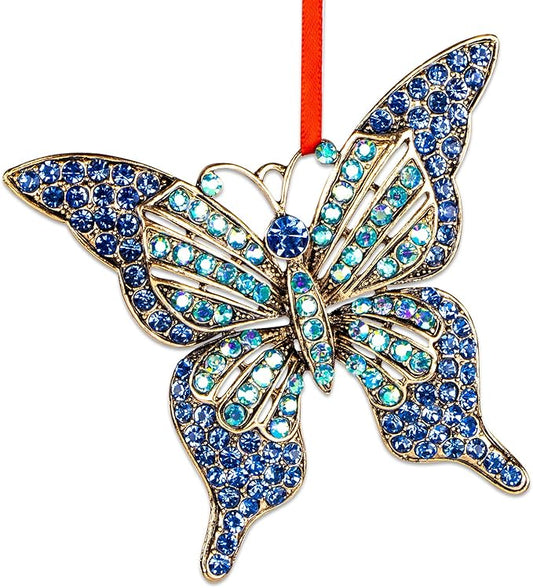WhatSign Butterfly Ornament for Christmas Tree - Metal Monarch Hanging Christmas Ornaments 2025 Decorations Unique Keepsake Ornaments Gifts for Kids Girls Women Sister