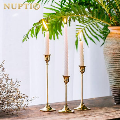 Nuptio Candlestick Candle Holders 30 Pcs Candle Stick Holder Gold Taper Candle Holder Candle Stand for Wedding Party Thanksgiving Halloween Birthday Mantel Baby Shower Table Centerpieces Decor