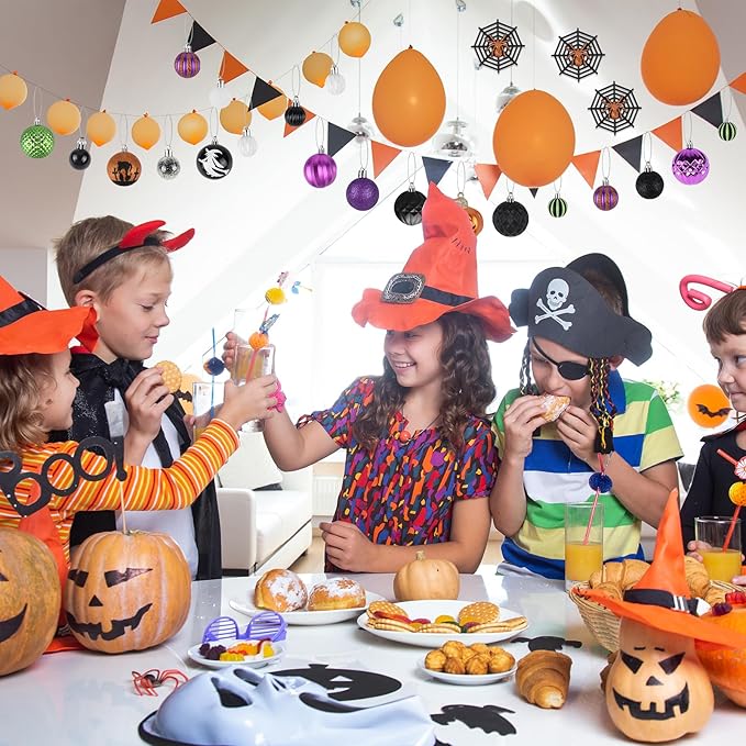 62Pcs Halloween Hanging Ball Ornaments, Ornaments Tree Decorations, Shatterproof Plastic Balls for Cute Holiday Party Indoor Home Decor (62Pack)