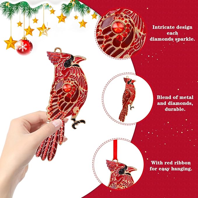WhatSign Cardinal Christmas Ornaments - Metal Red Ornament for Christmas Tree Party Decor Bird Hanging Keepsake Gifts for Women