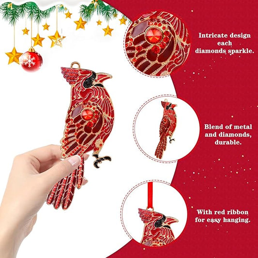 WhatSign Cardinal Christmas Ornaments - Metal Red Ornament for Christmas Tree Party Decor Bird Hanging Keepsake Gifts for Women