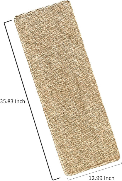 Woven Placemats One Table Runner 36 Inches Long Rattan Placemat Rectangle Runners Natural Wicker Heavy Braided Straw Place Mats Braided Outdoor Placemats for Patio Table, 35.83 X 12.99inch