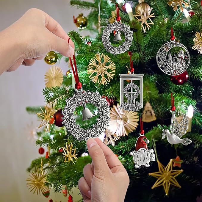 Christmas Ornaments, 2025 Solid Pewter Christmas Tree Ornament Handcrafted Metal DIY Hanging Craft Collectibles for Xmas Trees Home Party Party Gifts (Bell)