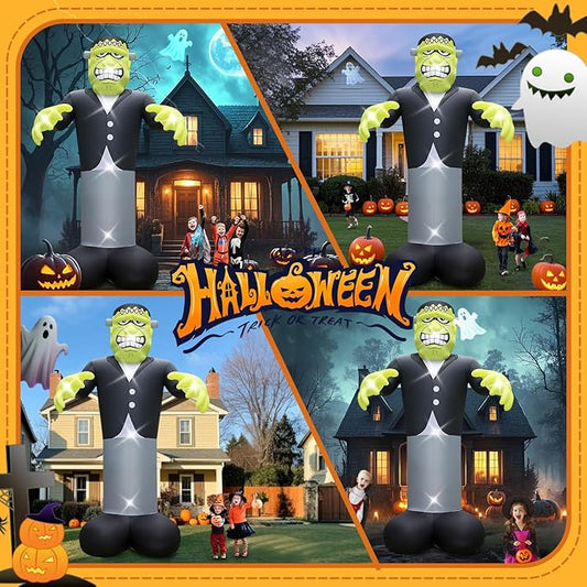 Halloween Inflatables Ghost Decorations Outdoor - 20FT Extra Large Horror Green Monster Halloween Blow up Yard Decorations with LED Build-in for Garden Lawn Indoor Party Decor