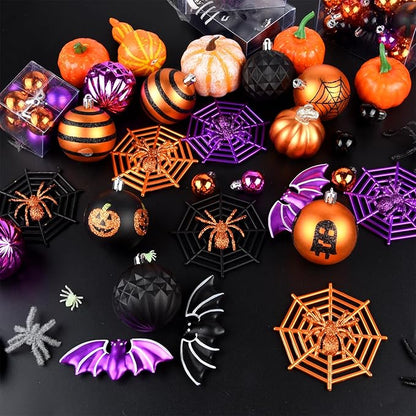 100Pcs Halloween Hanging Ball Ornaments, Ornaments Tree Decorations, Shatterproof Plastic Balls for Cute Holiday Party Indoor Home Decor (100Pcs)