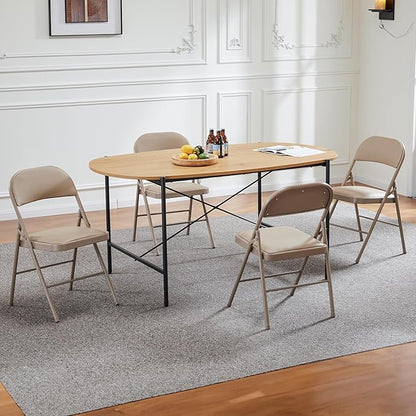 Sweetcrispy Folding Chair 16 Pack, Leather Padded Folding Chairs, Sturdy Metal Foldable Chairs, Easy to Use and Store, Outdoor and Indoor, for Home, Office, Party, Comfy