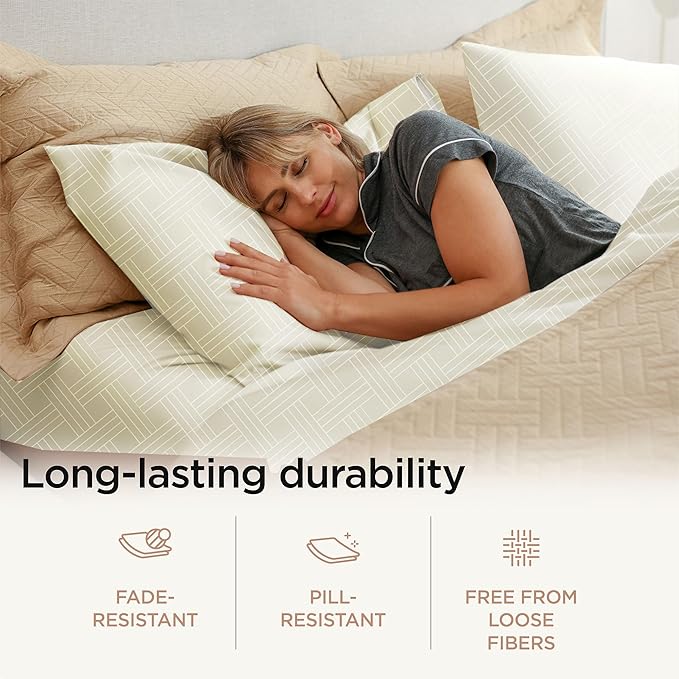 Threadmill Luxury 100% Cotton Queen Bed-Sheets - 800 Thread Count Jacquard Celine Ivory, Better Than Egyptian Cotton,4 Pc Striped Bed Set, Damask Sheets with Elasticized Deep Pocket