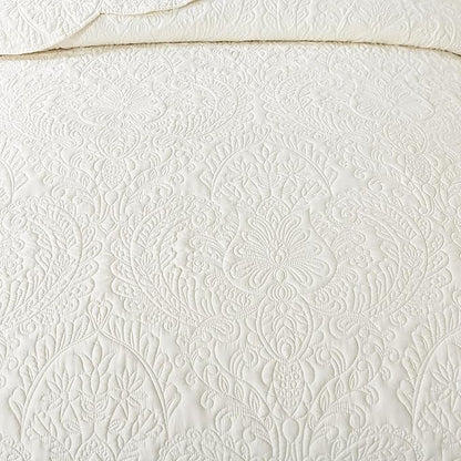 HoneiLife Queen Quilt Bedding Set - Microfiber Quilt Sets for Queen Bed, 3-Piece Lightweight Bedspreads,Reversible Coverlets Rustic Bedlinen Sets, Floral Bedding Set All Season Quilts-Beige