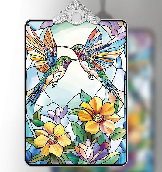 Hummingbird Stained Glass Ornament, 205 Christmas Tree Hanging Decoration for Gift Exchange or Stocking Stuffer, Holiday Decor, 3.8 x 2.4 Inch