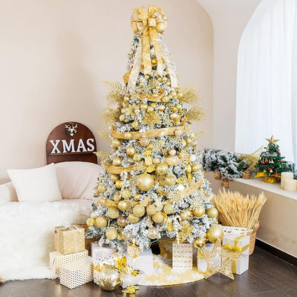 6pcs 3.94" Christmas Ball Ornaments Glitter Shatterproof Christmas Tree Ornaments Sequin Xmas Hanging Balls Decorations for Wedding Party Holiday(Gold, 6pc-10cm)