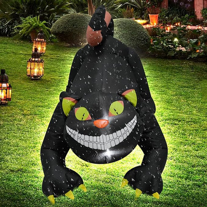 4FT Black Cat Halloween Inflatable Decoration Halloween Scary Blow Up Decor with LED Lights Indoor Outdoor Yard Graden Party Holiday Decoration
