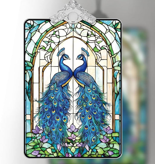 Peacock Stained Glass 2025 Christmas Ornament, Elegant Bird Hanging Decoration for Christmas Tree, Gift Exchange or Stocking Stuffer, 3.8 x 2.4 Inch
