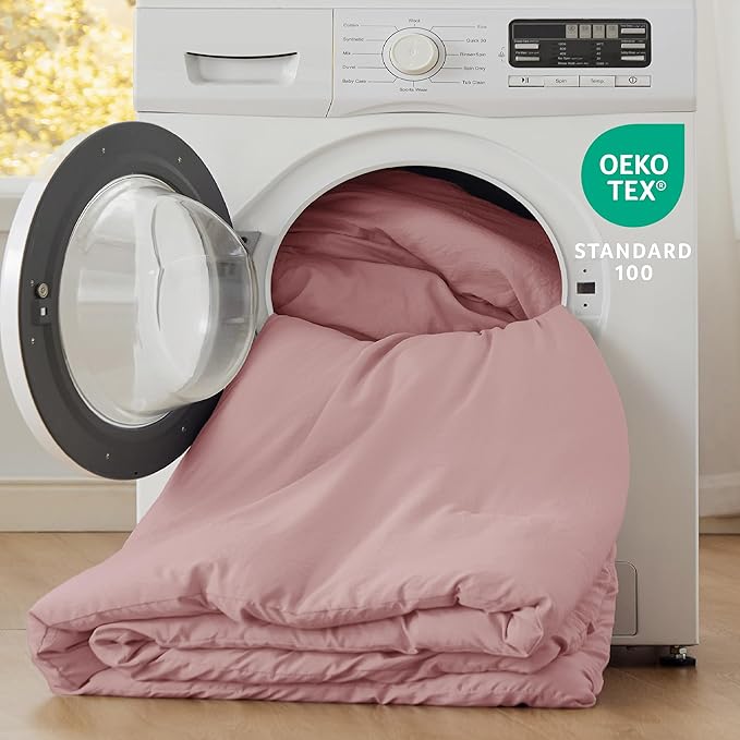 Bedsure King Size Comforter Set, Pink Soft Prewashed Bedding for All Seasons, 3 Pieces GentleSoft™ Warm Down Alternative Bed Set, 1 Lightweight Comforter (104"x90") and 2 Pillowcases (20"x36")