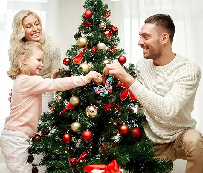 PETCEE Metal Butterfly Christmas Ornaments 2025 Monarch Butterfly Christmas Tree Ornaments Decorations Colorful Butterflies Keepsake Hanging Ornaments Gifts for Her Women Girls Mom Sisters Grandma