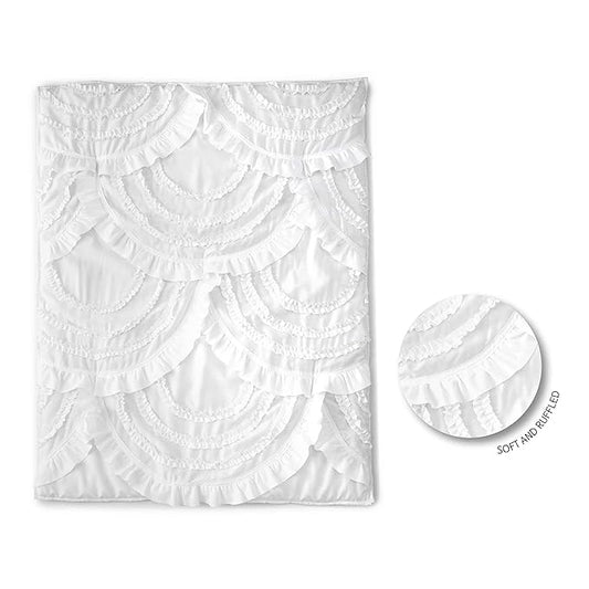 Levtex Baby - Skylar Crib Bed Set - Baby Nursery Set - White - Soft Cascading Ruffles - 4 Piece Set Includes Quilt, Fitted Sheet, Wall Decal & Crib Skirt/Dust Ruffle
