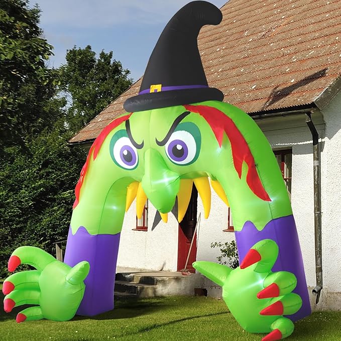 Amazingforless (12ft) Halloween LED Inflatable Decorations w/Blower Spooky Animated Blow Up (Frankenstein, Dragon, Ghost, Pumpkin, Skeleton Dog,Tree,Clown, Archway)