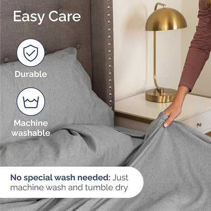 Twin Size 3 Piece Sheet Set - Comfy Breathable & Cooling Bed Sheets Set - Hotel Luxury Bedding for Women, Men, Kids, Teens, Boys & Girls - Deep Pockets, Soft & Wrinkle Free - Grey (Heathered Sheets)