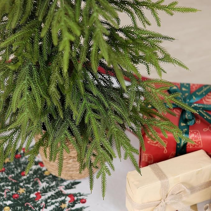 2 Pcs Artificial Norfolk Pine Tree - 4ft (48") Faux Christmas Tree Fake Potted Plants for Indoor Outdoor Home Front Porch Christmas Decor